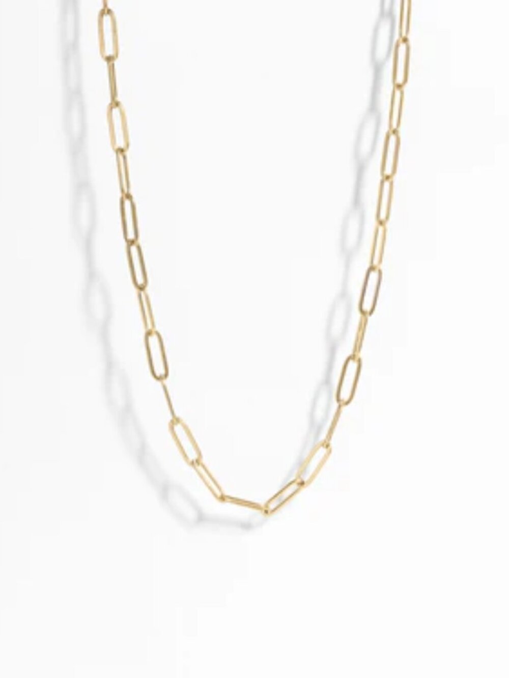 18K Gold PVD Stainless Steel Paperclip Chain Necklace - 6.5mm / 16"+2"
